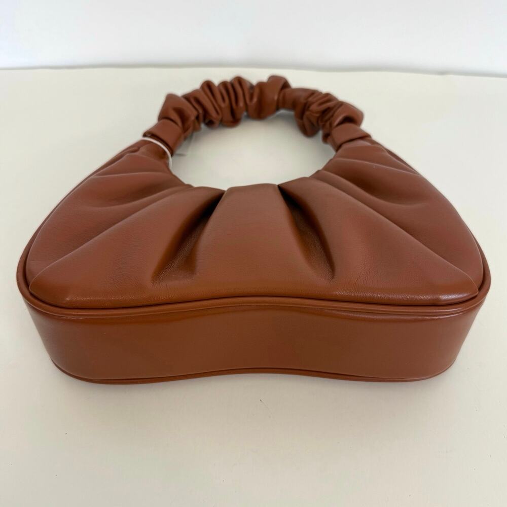 JW PEI Gabbi Ruched Small Shoulder Demi Bag in Nutella Brown Faux Leather Hobo - Picture 7 of 9